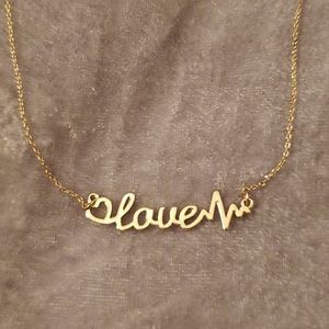 NWT! Express Goldtone Love Heartbeart Necklace